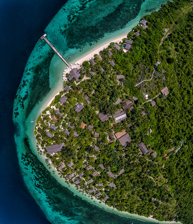 Aerial of Wakatobi Dive Resort from directly above