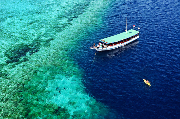 Dive boat on Wakatobi reef