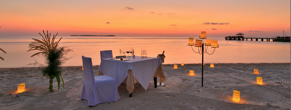 Romantic dining on the beach at Wakatobi Dive Resort