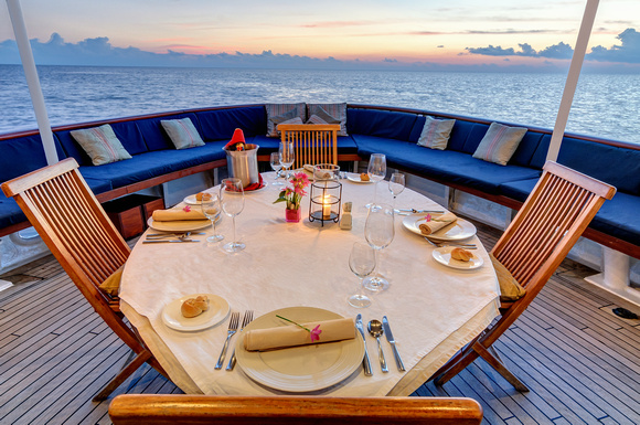 Pelagian Yacht Dining on the Aft Deck