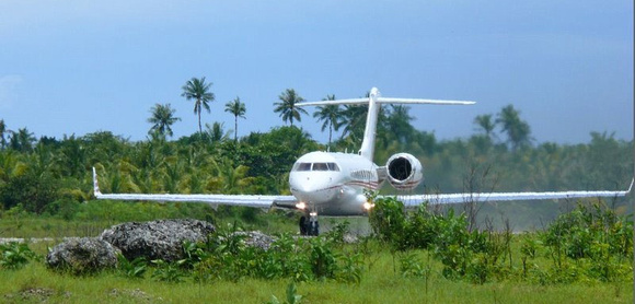 Private-jet-landing-Wakatobi's-Private Airstrip